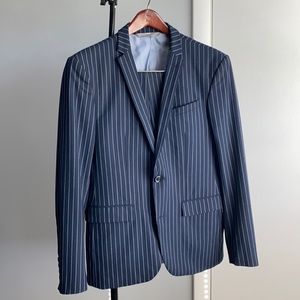 Blue striped suit